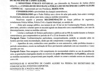 Uso de paredões de som está proibido durante as festividades do Carnaval 2026 em Campo Alegre