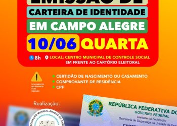 Mutirão de emissão de identidade acontecerá em Campo Alegre na próxima quarta-feira (10)