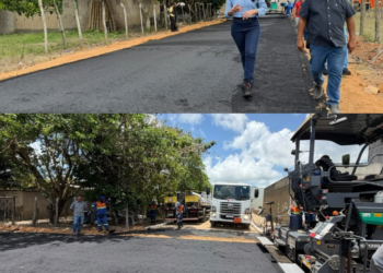 Pauline Pereira acompanha avanço da pavimentação asfáltica em ruas de Luziápolis