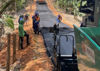 Obras de pavimentação asfáltica avançam no Pilãozinho, em Luziápolis